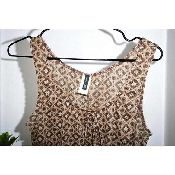 Y2K fashion…ART Sleeveless Top Women’s 2X – Retro Geometric Floral Print Lettuce - Picture 3 of 10